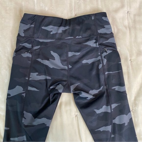 Athleta Contender 7/8 Tight in black and gray camo print with zip side pockets S - Picture 6 of 16